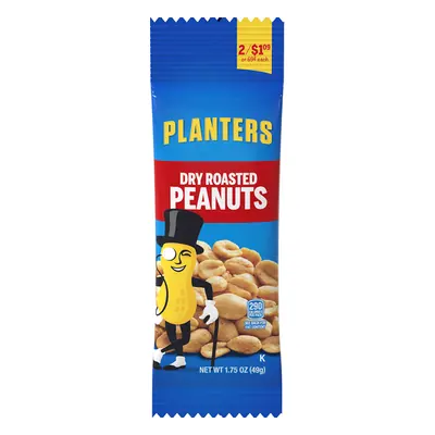 Planters Tube Dry Roast Peanuts 1.75oz - 18ct