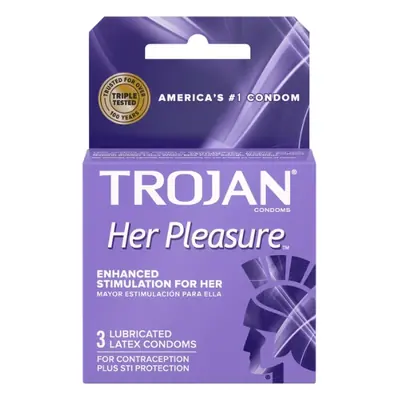 Trojan Condoms Purple (Her Pleasure) 3pk - 1ct
