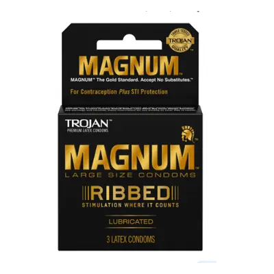 Trojan Condoms Magnum Ribbed 3pk - 1ct