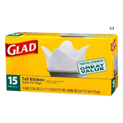 Bags Trash, Glad 13gal Kitchen 15pk - 1ct