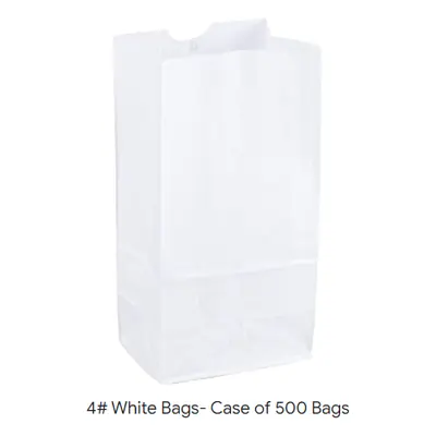 Bags # 4 (Spec Order) White Grocery - 500ct